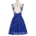 Grace Karin sin mangas azul Appliqued vestidos de baile corto de gasa GK000110-1